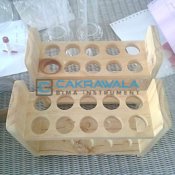 rak tabung reaksi kayu custom